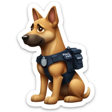 Police dog lifting weights sticker