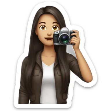 female-photographer-taking-a-picture--skinned-dark-brown-long-hair sticker