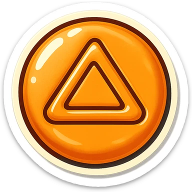 retro sticker style icon of a dalgona candy with a triangle shape pressed in the center, playful and bold sticker