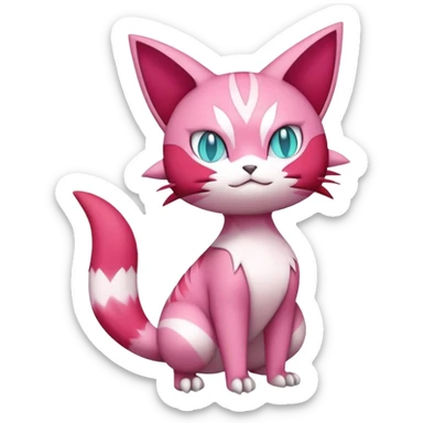 Skitty-Delcatty-Pokémon-Fakémon-hybrid-creature (full body) sticker