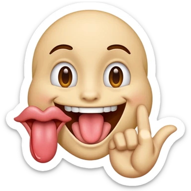 emoji with tongue out with hand in front sticker