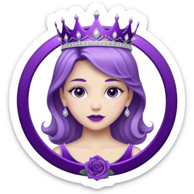 Purple shadow rose silver circle plaque with silver tiara sticker