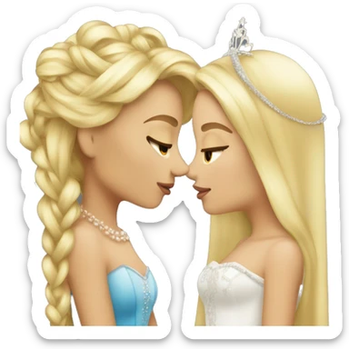 2 women princesses couple blonde kiss sticker