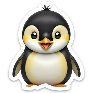 Cinematic Cute Yawning Emperor Penguin Portrait Emoji, Head tilted slightly with a dramatic, wide-open yawn, showcasing smooth, downy feathers with a striking contrast and sleepy, half-closed eyes, Simplified yet irresistibly adorable features, highly detailed, glowing with a soft, cozy polar glow, high shine, relaxed yet expressive, stylized with a touch of whimsical charm, soft glowing outline, capturing the essence of a drowsy yet affectionate arctic guardian that seems ready to stretch out and nap! sticker
