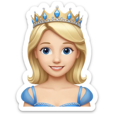 Princess in Blue Dress with Tiara, Blonde Hair sticker