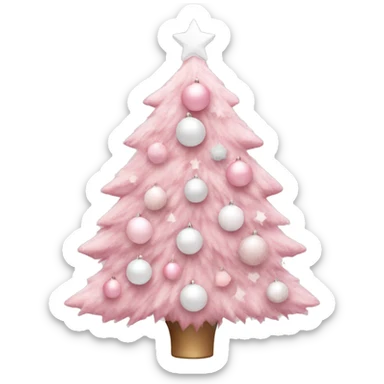 Pastel pink Christmas tree with pink and white ornaments  sticker