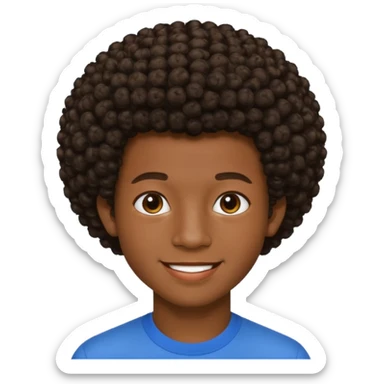 Une homme de 17 ans il a la peau noir foncé , des lèvres pulpeuses  . Il a un taper bouclé afro court  sticker