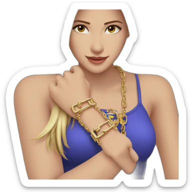 Una pulsera de cruz en el medio y s los extremos una cadena sticker