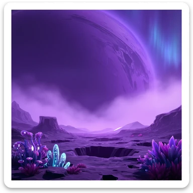 I need in purple mysterious planet (in style of alien 3d) sticker