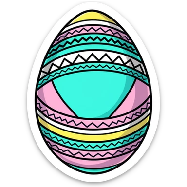 A festive Easter egg with decorative patterns and pastel colors sticker