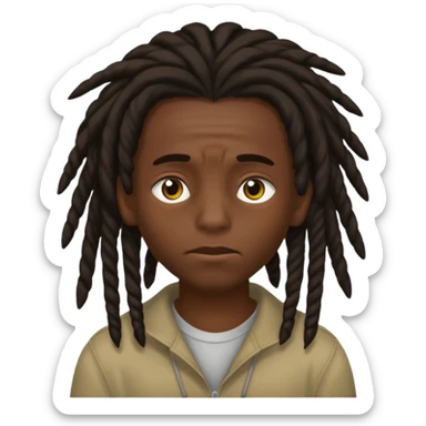 Dark-haired boy with medium-sized dreadlocks that cover part of his face, up to his eyes sticker
