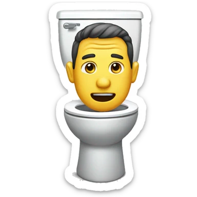 Mans head coming out of a toilet sticker