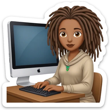 Black woman with locs on a computer sticker