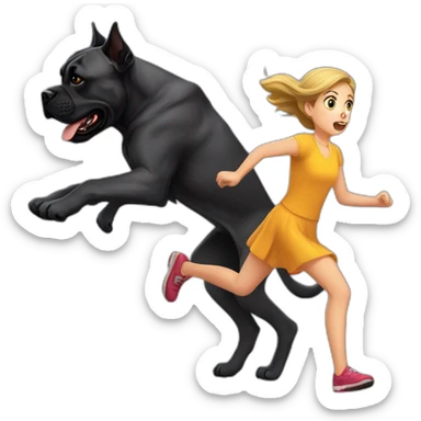 Cane Corso chasing a girl who is scared  sticker