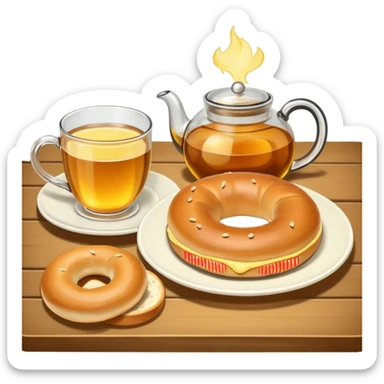 Tea and bagels sticker