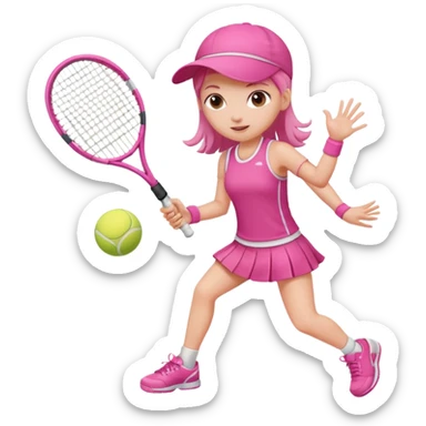 A pink girl playing tennis sticker