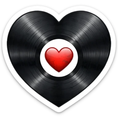 heart with a dark vinyl record and grunge texture sticker