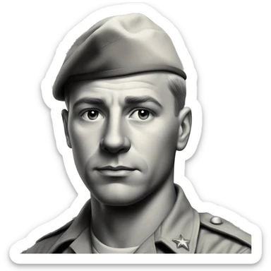 photorealistic serious us white soldier 1960s sticker