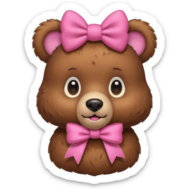 cute bear with a pink bow on one ear sticker