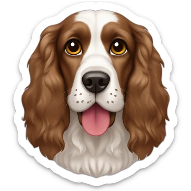 Brown English cocker spaniel - brown - black nose - Holding Nepal Flag sticker