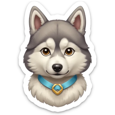 husky with head ribbon and shirt sticker