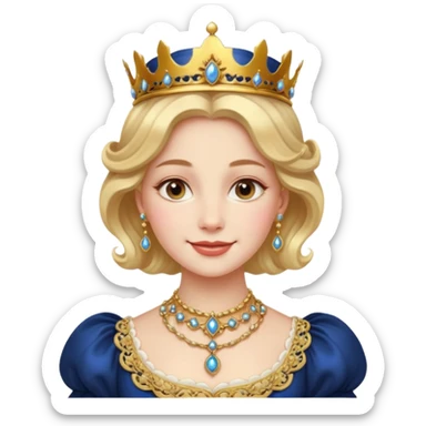 A younger Victorian queen with rosy cheeks, ornate jewelry, and gentle smile.
 sticker