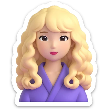 Japanese girl with voluminous blonde wavy hair sticker