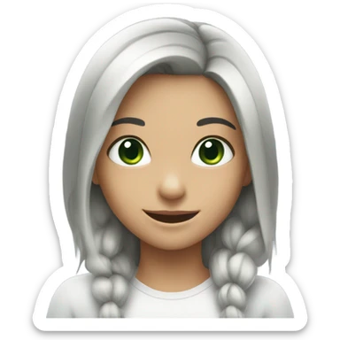 smiling girl with black hair and green eyes sticker