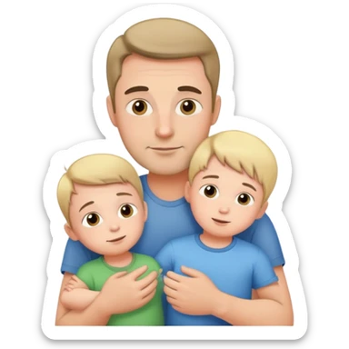 Caring father with a child sticker