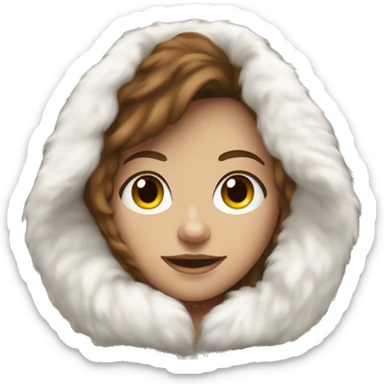 Oversized white fluffy hoodie on a brown haired white girl  sticker