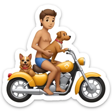 Pregnant dude riding a dog looking motorcycle sticker