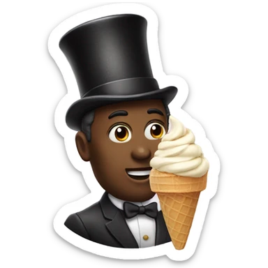 Ice cream eating a man with a top hat sticker