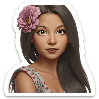 portrait of a girl with flowers sticker