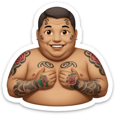 obese man with lots of face tattoo sticker