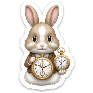 Rabbit holding watch sticker