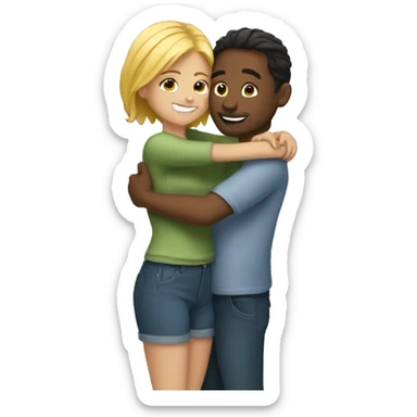 girl hugs guy sticker