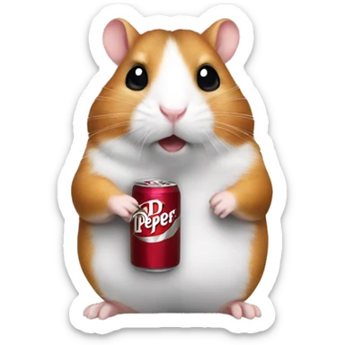 hampster holding a dr pepper sticker