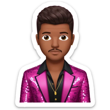 Robin Thicke with dark brown hair, dark pink sequin outfit sticker