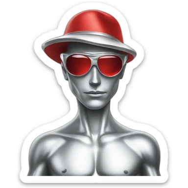 Silver surfer wearing a red Gucci hat sticker