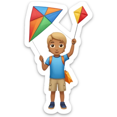 child with kite,Kite Flyers, big kite. sticker