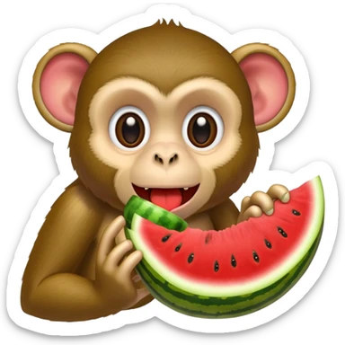 Monkey eating watermelon sticker