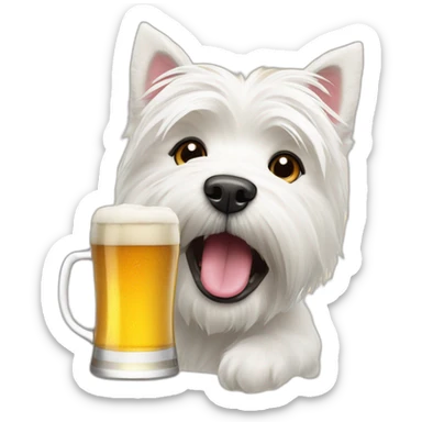 west highland white terrier with beer sticker