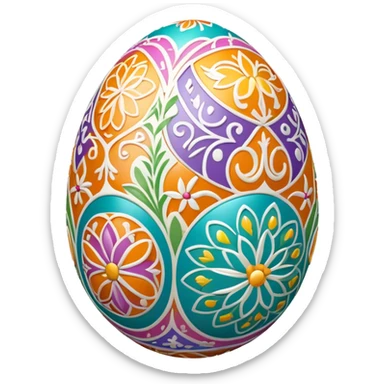Realistic detailed Decorated Easter egg sticker