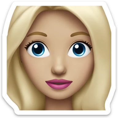 Blonde woman with long hair blue eyes and pink lips sticker