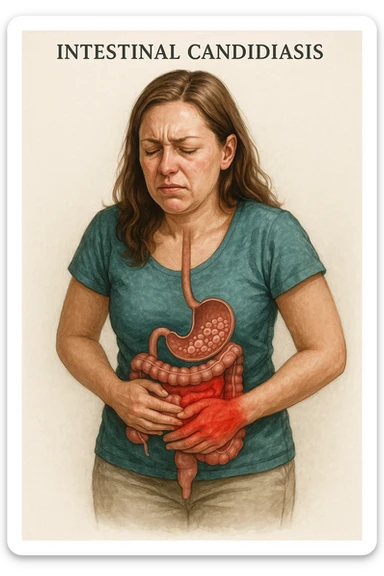 donna con candida intestinale realistic sticker