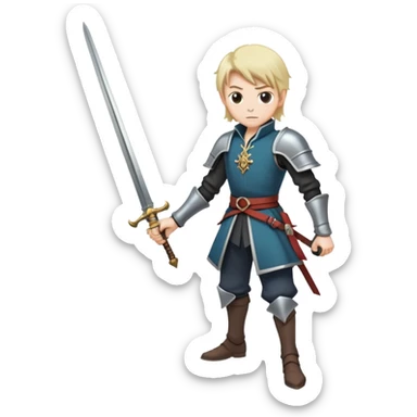 duelist with sword and rapier in fighting stance sticker