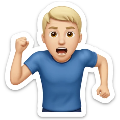 A man is running and shouting, calling for more people to follow him. sticker