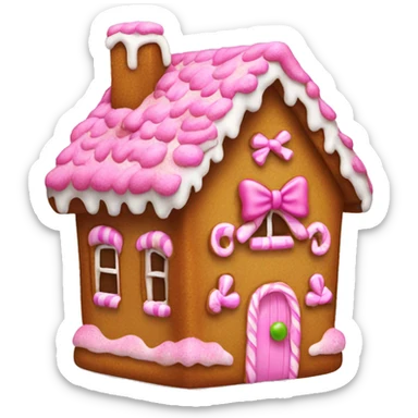 Gingerbread house with a pink bow  sticker