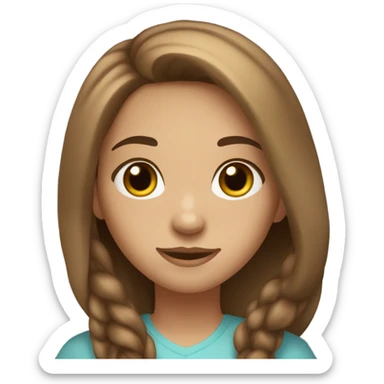 A girl with long brown hair, black eyes and long eyelashes, dark brown eyes sticker