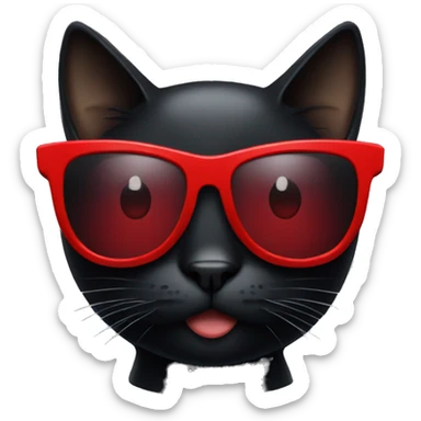 Black cat with red sunglasses sticker